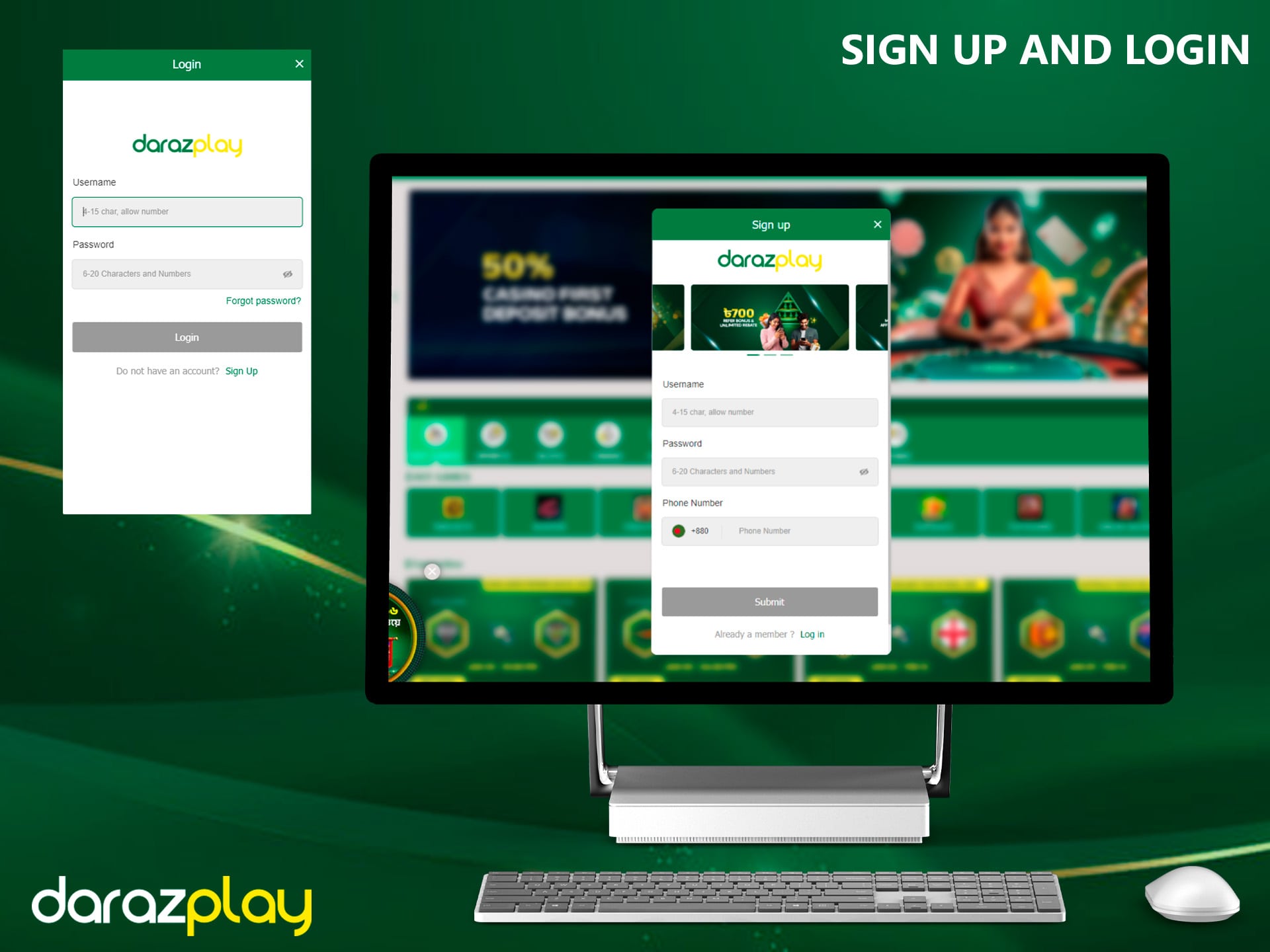 To start playing DarazPlay you need to register a free account